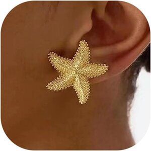 Starfish Earrings | Women | Gold Starfish Style Earrings | Summer Stud Earrings